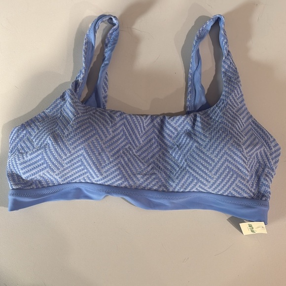 [Aerie] NWT Blue Jacquard Scoop Bikini Top - Picture 2 of 6